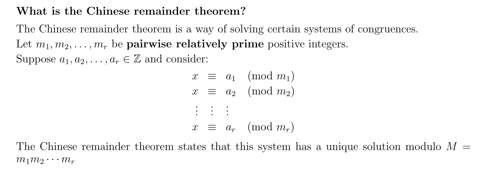 Chinese Remainder Theorem